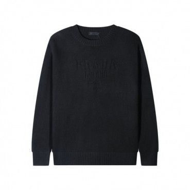 프라다 남성 크루넥 블랙 스웨터 - Prada Mens Black Sweaters 
