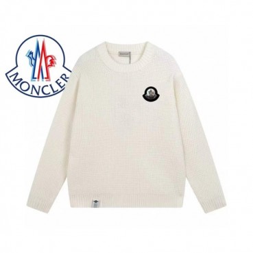 몽클레어 남성 화이트 크루넥 니트 - Moncler Mens White Knits 