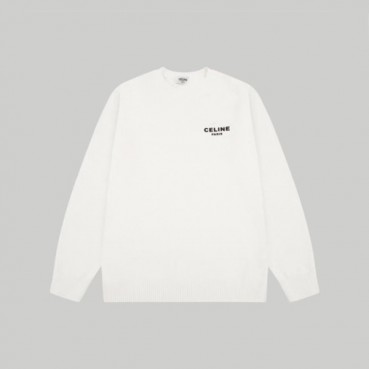 셀린느 남성 크루넥 화이트 니트 - Celine Mens White Knits 