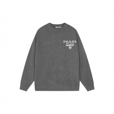 프라다 남성 크루넥 그레이 스웨터 - Prada Mens Gray Sweaters 