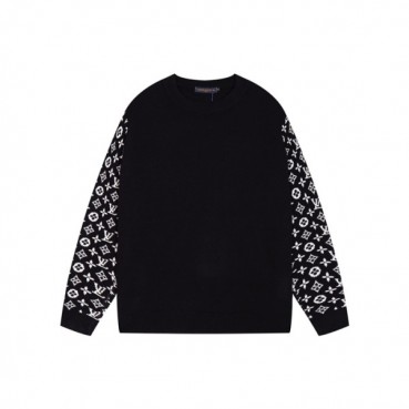 루이비통 남성 블랙 크루넥 니트 - Louis vuitton Mens Black Knits