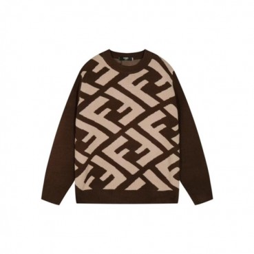 펜디 남성 브라운 크루넥 스웨터 - Fendi Mens Brown Sweaters 