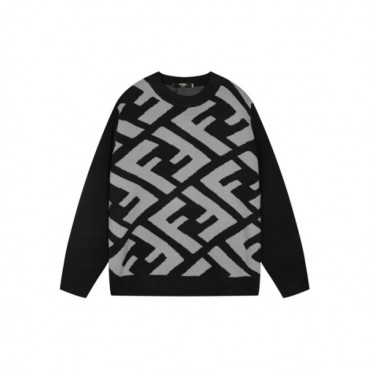 펜디 남성 블랙 크루넥 스웨터 - Fendi Mens Black Sweaters 