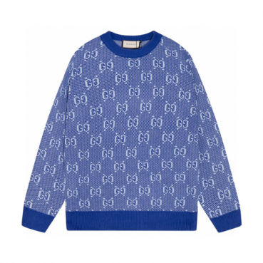 구찌 남성 캐쥬얼 크루넥 블루 스웨터 - Gucci Mens Blue Sweaters