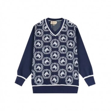 구찌 남성 캐쥬얼 브이넥 네이비 니트 - Gucci Mens Navy Knits 