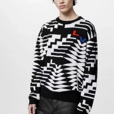 루이비통 남성 블랙 크루넥 니트 - Louis vuitton Mens Black Knits