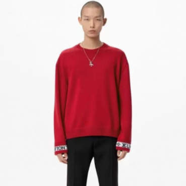 루이비통 남성 레드 크루넥 니트 - Louis vuitton Mens Red Knits