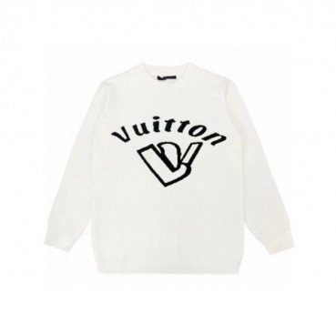 루이비통 남성 화이트 크루넥 니트 - Louis vuitton Mens White Knits 