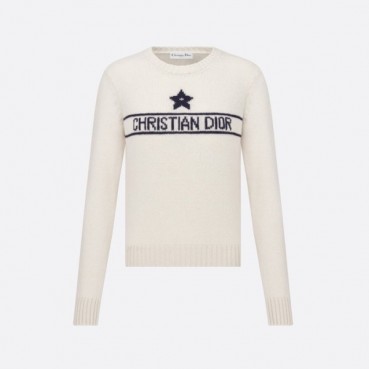 디올 여성 아이보리 크루넥 스웨터 - Dior Womens Ivory Sweaters 