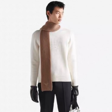 프라다 남성 크루넥 화이트 스웨터 - Prada Mens White Sweaters 