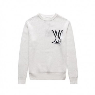 루이비통 남성 화이트 크루넥 니트 - Louis vuitton Mens White Knits