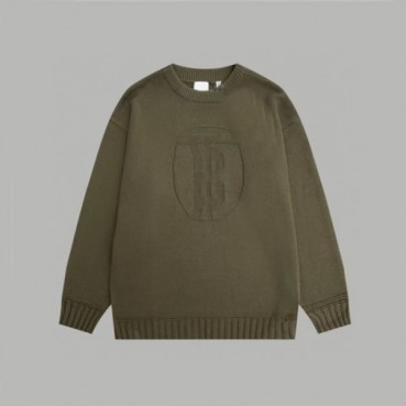 버버리 남성 카키 크루넥 스웨터 - Burberry Mens Khaki Sweaters 