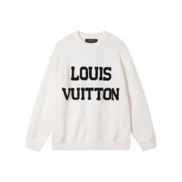 루이비통 여성 화이트 크루넥 니트 - Louis vuitton Womens White Sweaters 