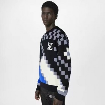루이비통 남성 블랙 크루넥 니트 - Louis vuitton Mens Black Sweaters 