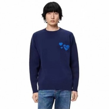 로에베 남성 네이비 크루넥 스웨터 - Loewe Mens Navy Sweaters 