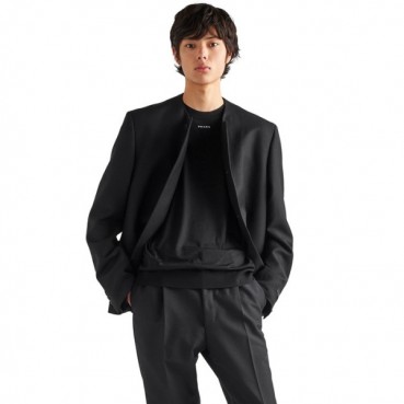 프라다 남성 크루넥 블랙 니트 - Prada Mens Black Knits 