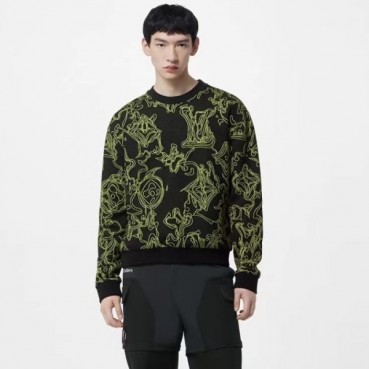 루이비통 남성 블랙 크루넥 니트 - Louis vuitton Mens Black Sweaters 