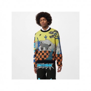 루이비통 남성 그린 크루넥 니트 - Louis vuitton Mens Green Sweaters 