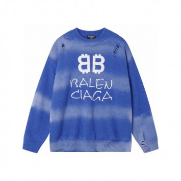 발렌시아가 남성 블루 크루넥 니트 - Balenciaga Mens Blue Knits 