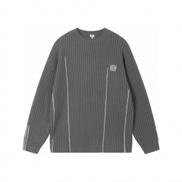 로에베 남성 그레이 크루넥 스웨터 - Loewe Mens Gray Sweaters 