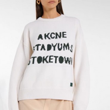 아크네 남/녀 크루넥 화이트 니트 - Acne Unisex White Knits 