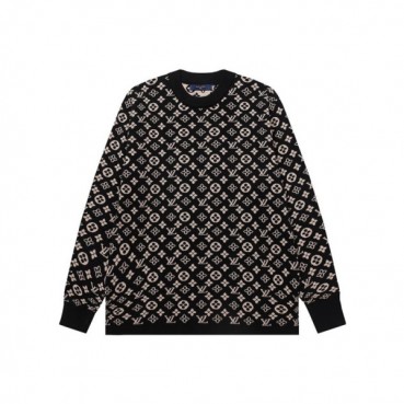루이비통 남성 블랙 크루넥 니트 - Louis vuitton Mens Black Sweaters 