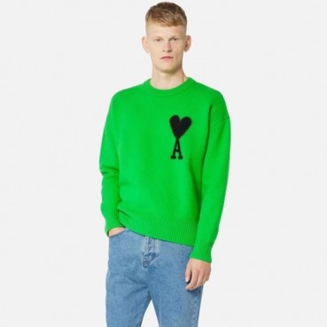 아미 남/녀 그린 크루넥 니트 - Ami Unisex Green Knits 