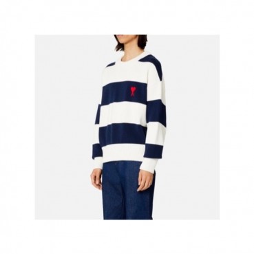 아미 남/녀 네이비 니트 - Ami Unisex Navy Knits 