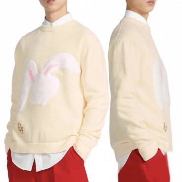 디올 남/녀 아이보리 크루넥 스웨터 - Dior Unisex Ivory Sweaters 