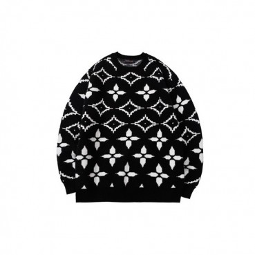 루이비통 남성 블랙 크루넥 니트 - Louis vuitton Mens Black Sweaters 
