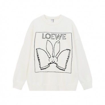 로에베 남성 화이트 크루넥 스웨터 - Loewe Mens White Sweaters 