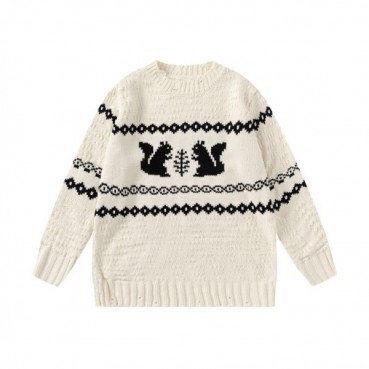 아크네 남/녀 크루넥 화이트 니트 - Acne Unisex White Knits 