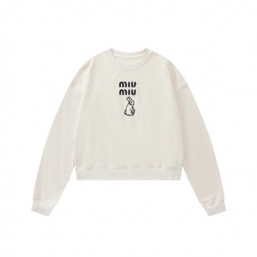 미우미우 여성 화이트 크루넥 니트 - Miumiu Womens White Knits 