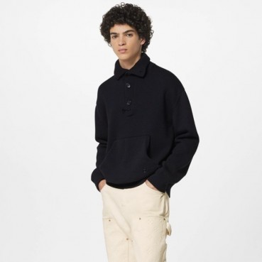 루이비통 남성 블랙 폴로 니트 - Louis vuitton Mens Black Sweaters 