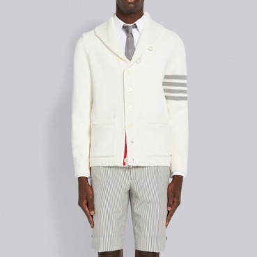 톰브라운 남성 화이트 니트 - Thom Browne Mens White Knits 