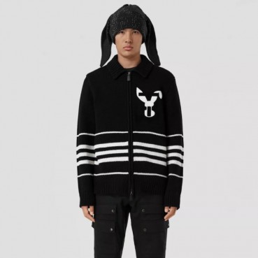 톰브라운 남성 블랙 집업 니트 - Thom Browne Mens Black Knits 