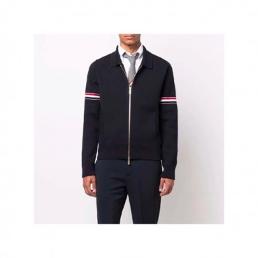 톰브라운 남성 네이비 집업 니트 - Thom Browne Mens Navy Knits 