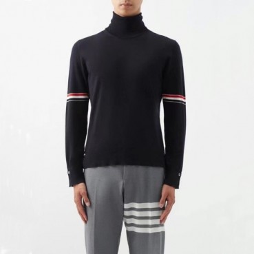 톰브라운 남성 네이비 터틀넥 니트 - Thom Browne Mens Navy Knits 