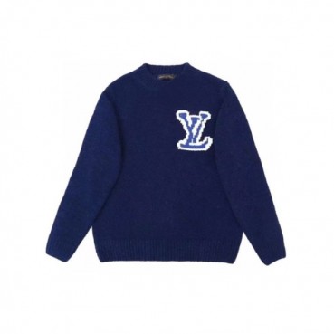 루이비통 남성 블루 크루넥 니트 - Louis vuitton Mens White Knits 