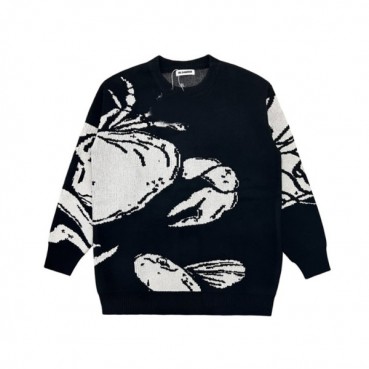 질샌더 남성 블랙 크루넥 니트 - Jil Sander Mens Black Knits 