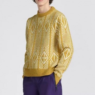 디올 남성 옐로우 크루넥 스웨터 - Dior Mens Yellow Sweaters 