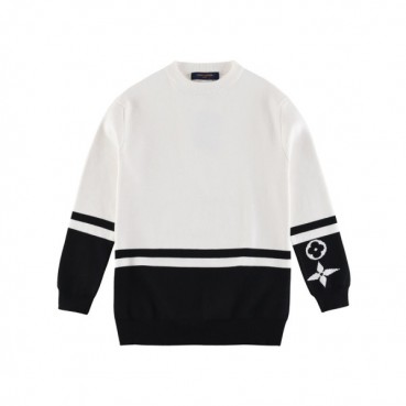 루이비통 남성 화이트 크루넥 니트 - Louis vuitton Mens White Sweaters 