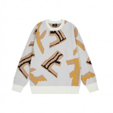 펜디 남성 화이트 크루넥 니트 - Fendi Mens White Sweaters 