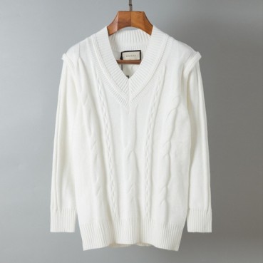 구찌 남성 화이트 브이넥 니트 - Gucci Mens White Knits 