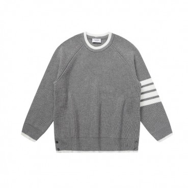 톰브라운 남성 그레이 크루넥 니트 - Thom Browne Mens Gray Knits 