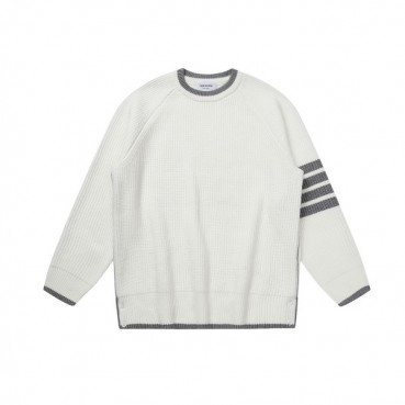 톰브라운 남성 화이트 크루넥 니트 - Thom Browne Mens White Knits 