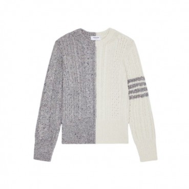 톰브라운 남성 그레이 크루넥 니트 - Thom Browne Mens Gray Knits 