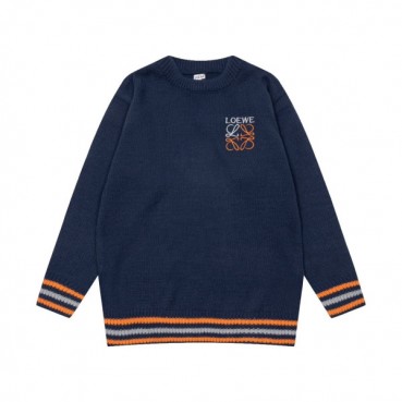 로에베 남성 네이비 크루넥 스웨터 - Loewe Mens Navy Sweaters 