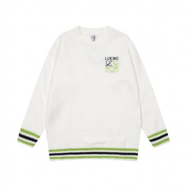 로에베 남성 화이트 크루넥 스웨터 - Loewe Mens White Sweaters 