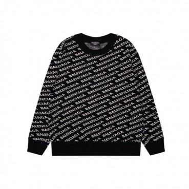 발렌시아가 남성 블랙 크루넥 니트 - Balenciaga Mens Black Knits 